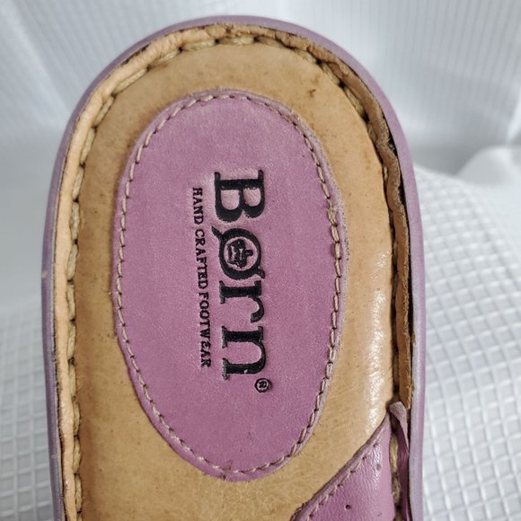 Born Handcrafted Footwear Size 8/39 Leather Wedge Sandals Heels Straps Purple - Picture 13 of 16